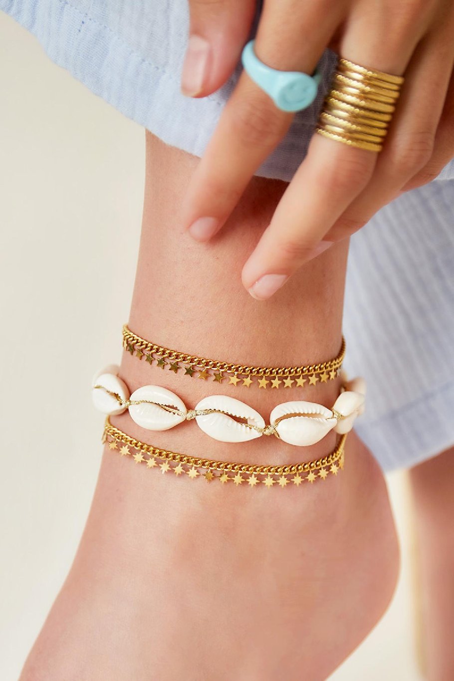 stainless steel anklet sparkling stars  Picture2